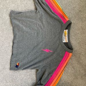 Neon aviator nation cropped crewneck